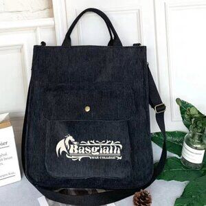 Fourth Wing Inspired Embroidered Corduroy Tote | Basgiath War College School Bag